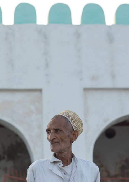 Portrait of a muslim elder wearing a kofia, Lamu county, Lamu town, Kenya