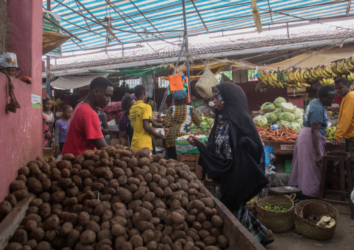 Fruits and vegetables stalls in the market, Lamu county, Lamu town, Kenya