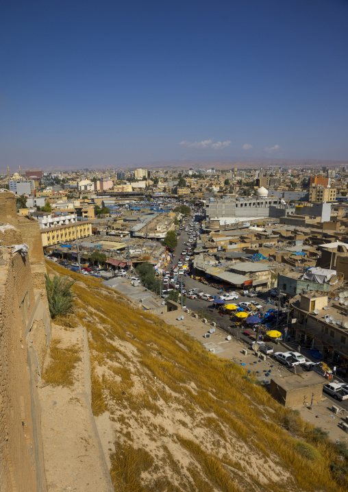 Looking Across Old Town Towards The Citadel, Erbil, Kurdistan, Iraq