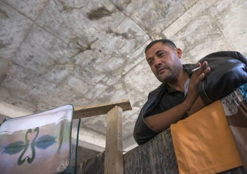 Yezidi Refugee Man Displaced From Sinjar Living In An Under Construction Building, Duhok, Kurdistan, Iraq
