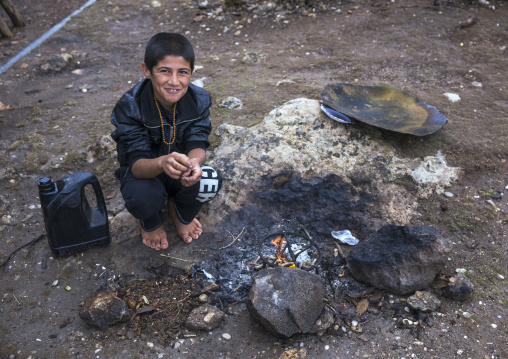 Yezedi Refugee Boy Displaced From Sinjar Living In Lalesh Temple, Kurdistan, Iraq