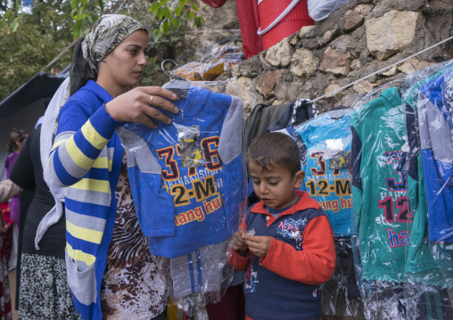 Yezedi Refugees From Sinjar Receiving Clothes From Ngo, Lalesh Temple, Kurdistan, Iraq