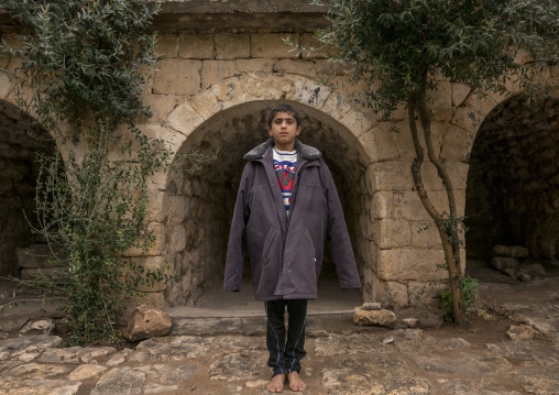 Yezedi Refugee Boy Displaced  From Sinjar Living In Lalesh Temple, Kurdistan, Iraq