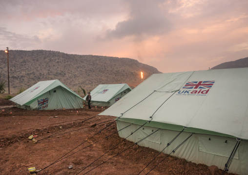 Yezedi Refugee Camp In Front Of An Oil Field, Lalesh, Kurdistan, Iraq
