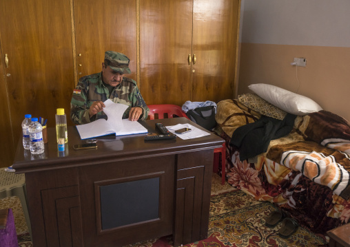 Kurdish General Peshmerga In His Office On The Frontline, Duhok, Kurdistan, Iraq