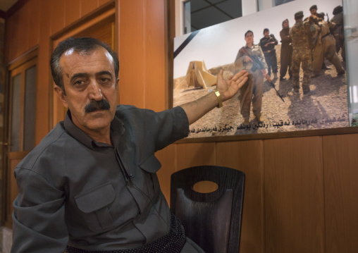 Yousuf Majid With A Picture Of His Daughter, Peshmerga Captain Rangin Yousuf Killed By Daesh, Sulaymaniyah, Kurdistan, Iraq