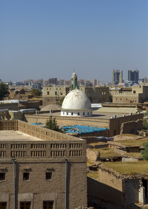 Old Houses With Flat Roofs And Mosque Inside The Citadel, Erbil, Kurdistan, Iraq