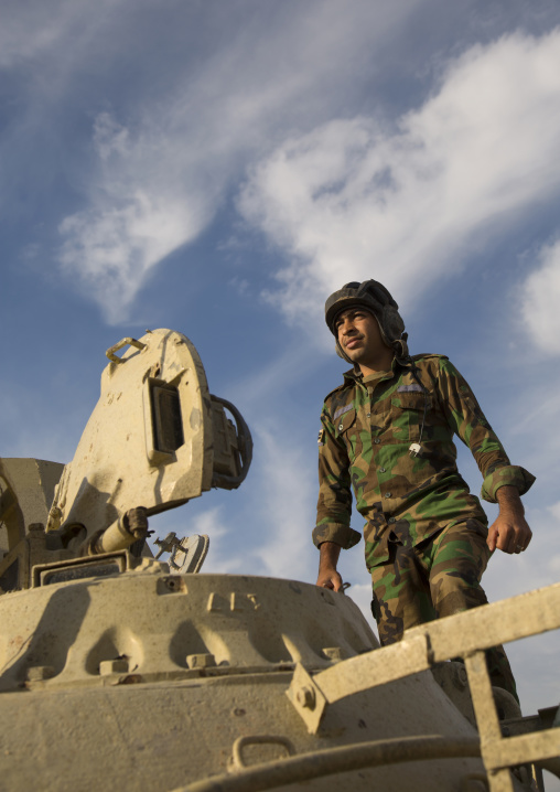 Kurdish Peshmerga Tank Pilot On The Frontline, Kirkuk, Kurdistan, Iraq