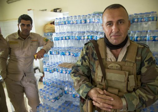 Kurdish Peshmergas In A Kitchen On The Frontline, Kirkuk, Kurdistan, Iraq