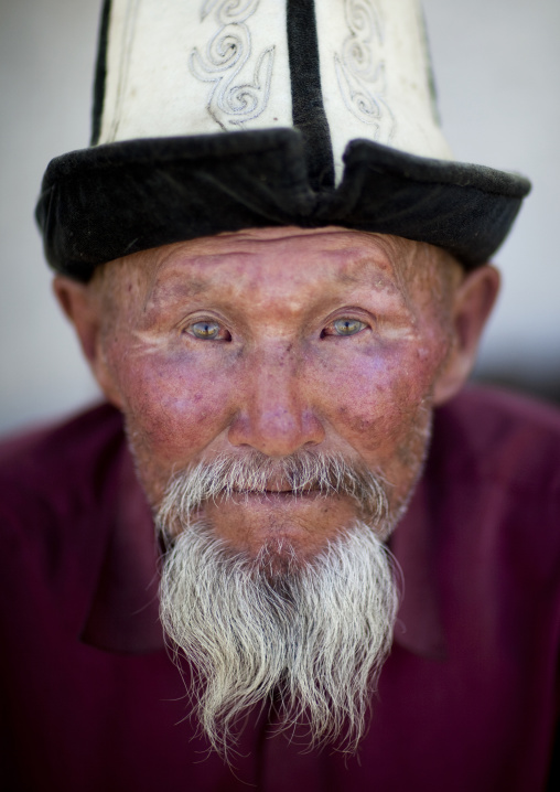 Old Bearded Man With Kalpak Hat, Kochkor, Kyrgyzstan