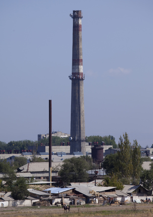Chimney Of An Old Factory In The Suburbs Of Bishkek, Kyrgyzstan