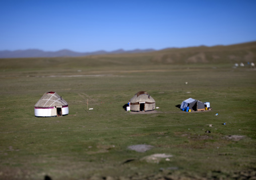 Yurts In The Village Of Jaman Echki Jailoo, Song Kol Lake Area, Kyrgyzstan