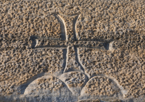 Cross on a grave in the necropolis of el Bass, South Governorate, Tyre, Lebanon
