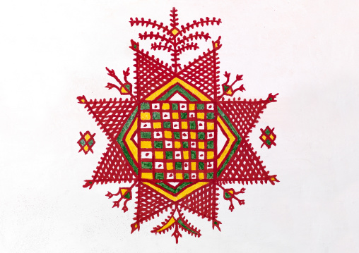 Berber eight-pointed star decorations on a wall, Tripolitania, Ghadames, Libya