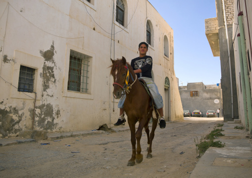 Man riding a horse in the medina, Tripolitania, Tripoli, Libya