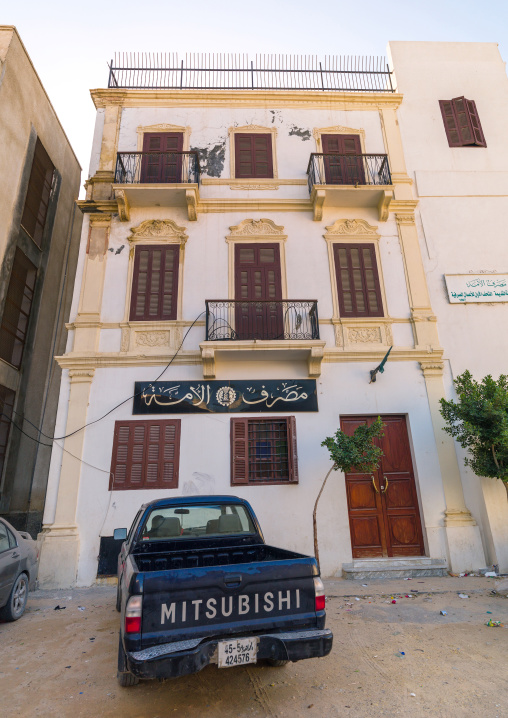Car parked in the medina in front a door, Tripolitania, Tripoli, Libya