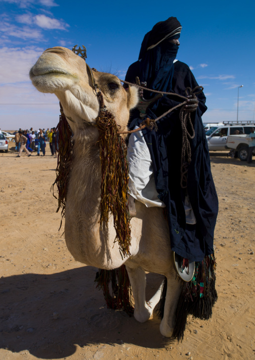 Tuareg man riding his camel, Tripolitania, Ghadames, Libya