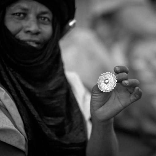 Portrait of a tuareg man showing a ring, Tripolitania, Ghadames, Libya