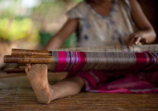 Bru woman weaving, Katou, Laos