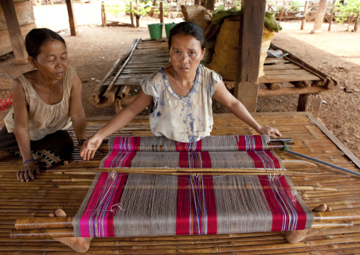 Bru woman weaving, Katou, Laos