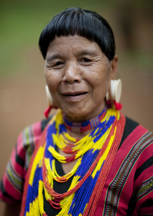 Lavae minority woman with big ears, Tadfan, Laos