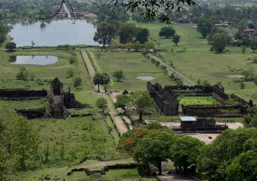 Overview of middle level of wat phu, Champasak, Laos