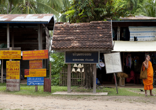 Hotels advertisings for tourists, Don khong island, Laos