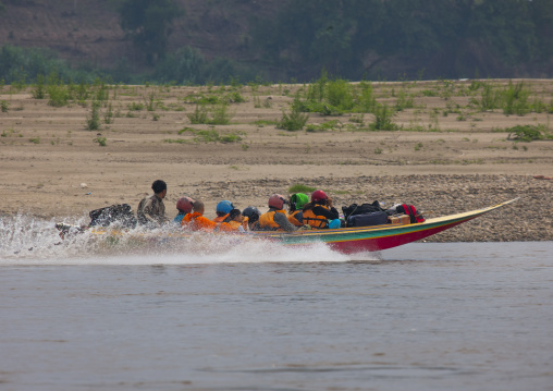 Speedboat on mekong river, Houei xay, Laos