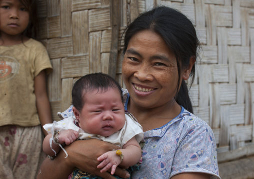 Khmu minority mother and baby, Xieng khouang, Laos