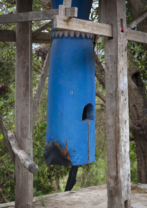 Bell made with a bomb in a temple, Houei xay, Laos