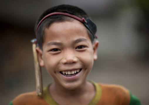 Khmu minority hunter boy, Xieng khouang, Laos