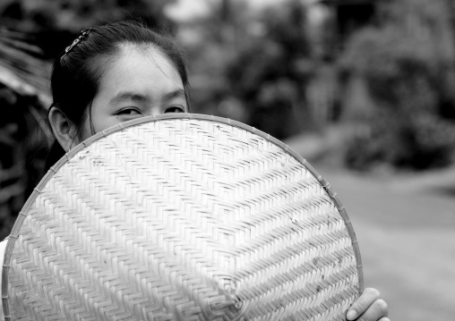Thai kaho minority woman with a conical hat, Ban sam kang, Laos