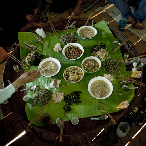 Akha minority meal, Ban ta mi, Laos