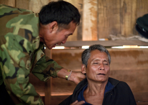 Akha minority drunk men, Ban ta mi, Laos