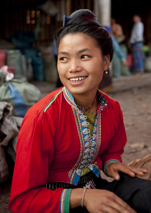 Akha woman in market, Muang sing, Laos