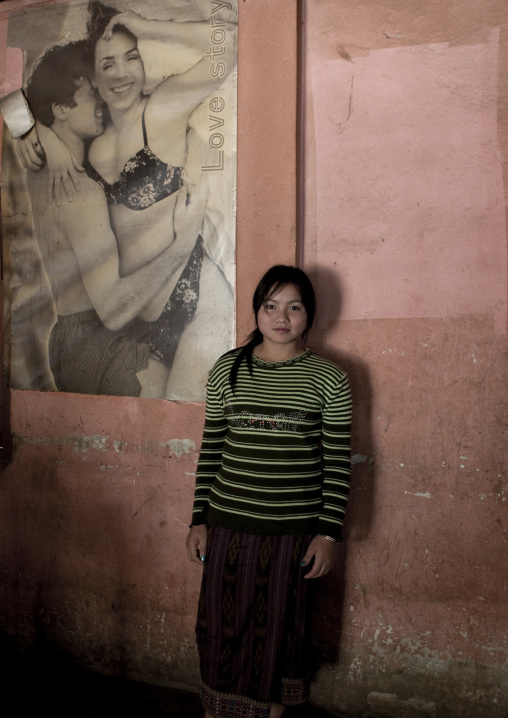 Hmong minority teenager in a bar, Muang sing, Laos