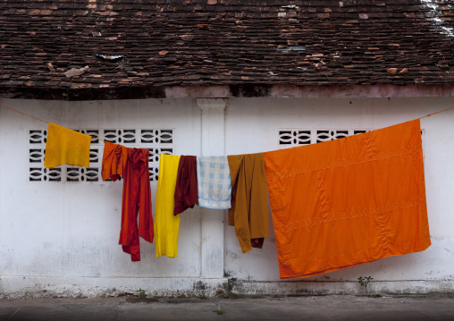 Monks clothes in temple vat xieng thong, Luang prabang, Laos