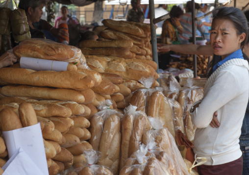 French baguettes bread seller, Vientiane, Laos