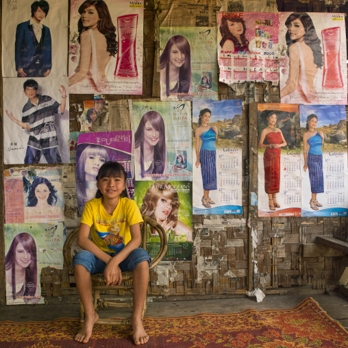 Young girl in her house, Muang sing, Laos