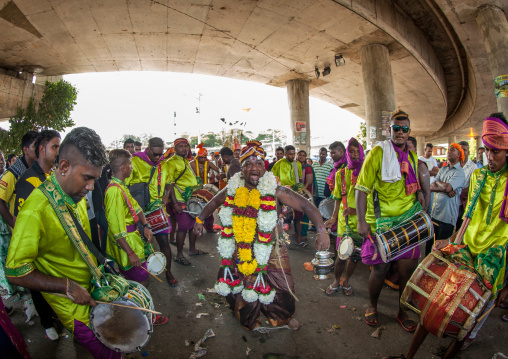 Hindu Devotee In Trance During The Annual Thaipusam Religious Festival In Batu Caves, Southeast Asia, Kuala Lumpur, Malaysia