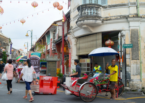 Rickshaw Waiting For Tourists In Chinatown, Penang Island, George Town, Malaysia