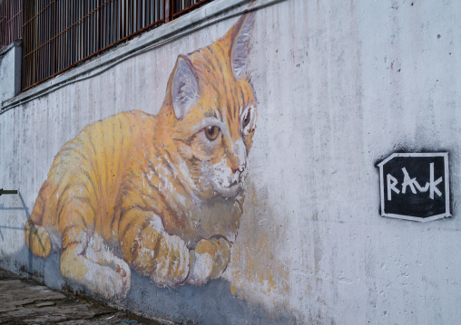 Giant Cat Art Wall Mural By Tang Yeok Khang, Penang Island, George Town, Malaysia