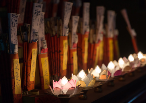 Burning Candles Inside A Chinese Temple, Penang Island, George Town, Malaysia