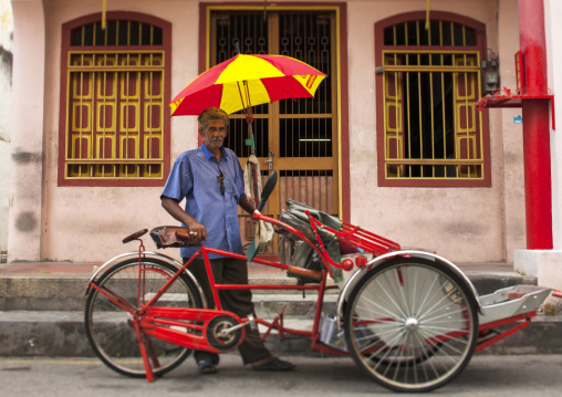 Man With His Trishaw, George Town, Penang, Malaysia