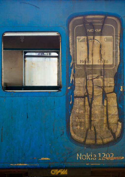 Wagon With A Nokia Advertising In Railway Station, Maputo, Maputo City, Mozambique
