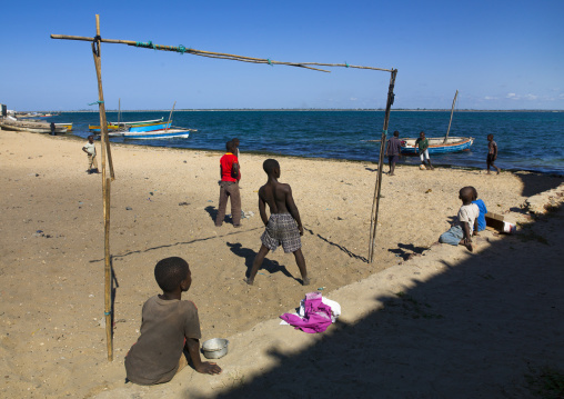 Kids Playing Football On The Beach, Ilha de Mocambique, Nampula Province, Mozambique