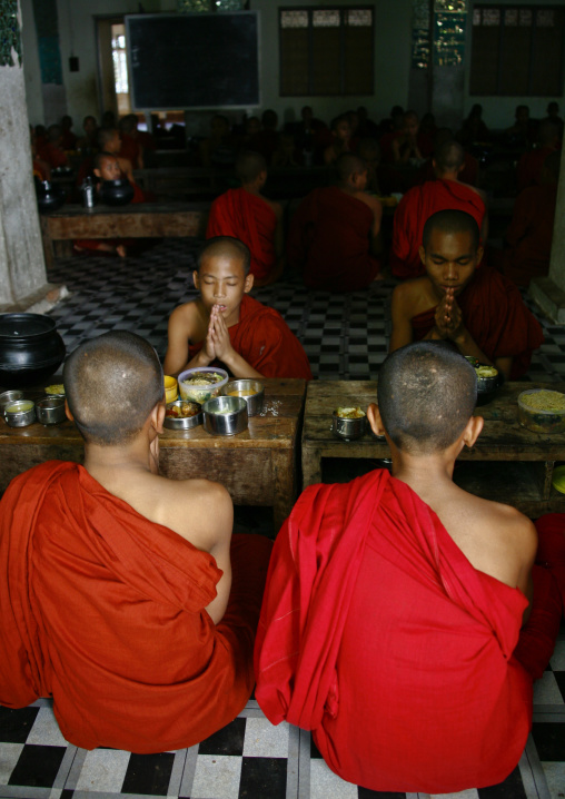 Novice Buddhist Monks Lunch, Rangoon, Myanmar