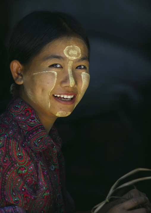 Woman Smiling With Thanaka, Rangoon, Myanmar