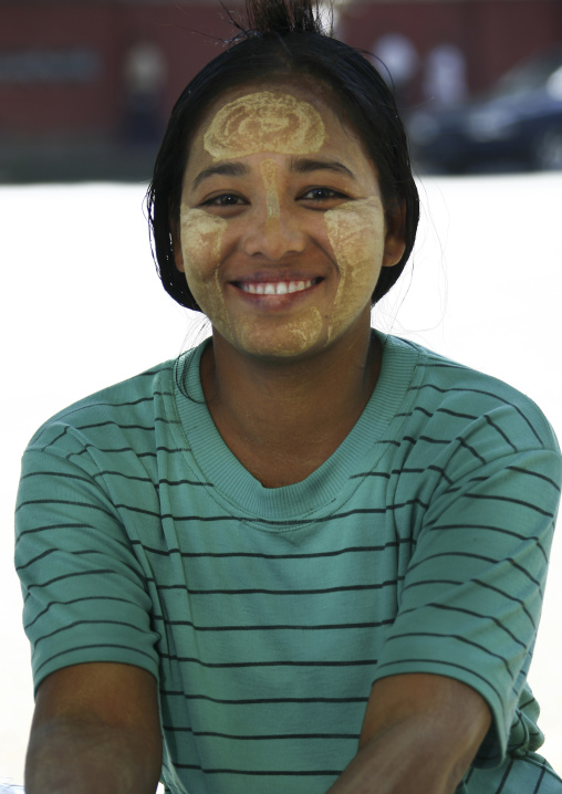 Woman Smiling With Thanaka, Rangoon, Myanmar