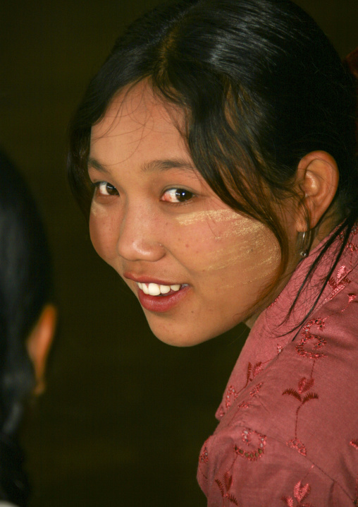 A  Girl Smiling With Thanaka On Cheeks In Inle Lake, Myanmar